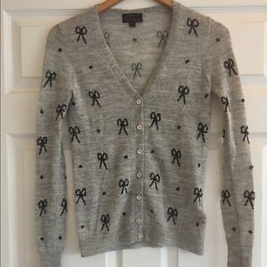 Women's J Crew Sequin Bow Alpaca Cardigan